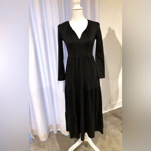 Black Long Sleeve Tiered Maxi Dress